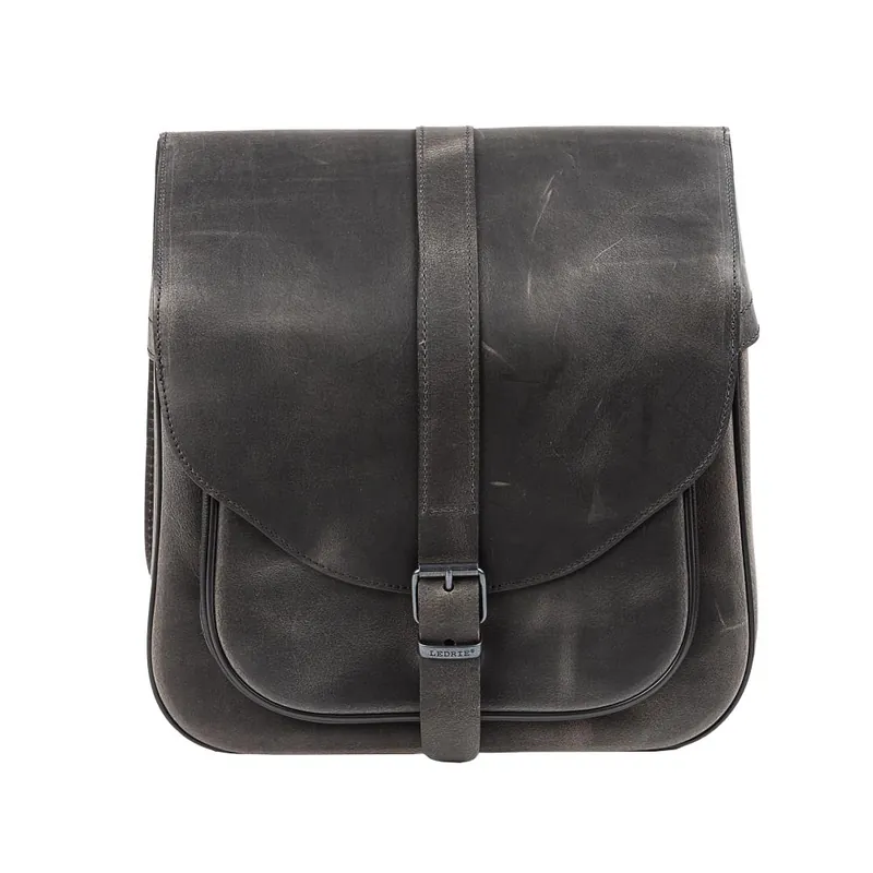 Kostenloser Versand Ledrie Satteltasche „Postman“ Leder braun/grau 37 Liter rechts Motorrad