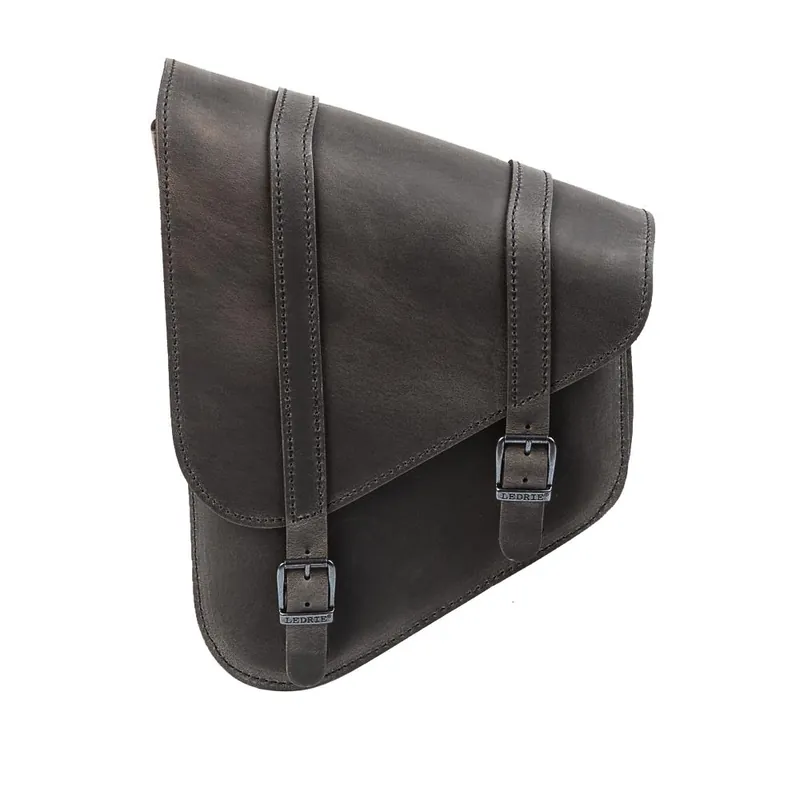 Geprüft Ledrie Schwingentasche „links“ aus Leder braun 6,5 Liter für Harley Softail bis 2017 / Suzuki / Yamaha Motorrad