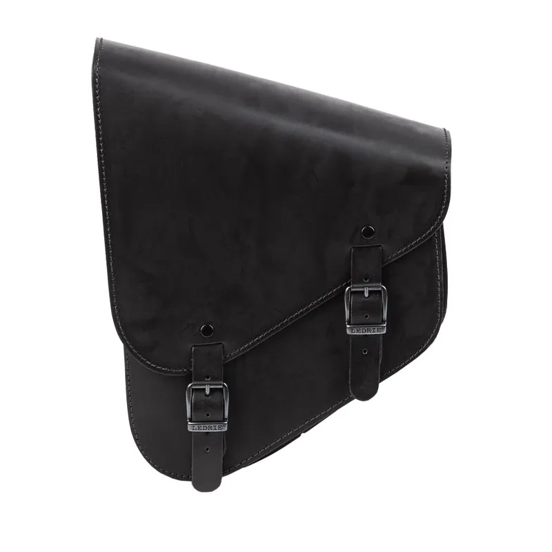 Ledrie Schwingentasche links Leder schwarz 9L für Harley Softail bis 2017 / Suzuki / Yamaha Motorrad Sonderangebot