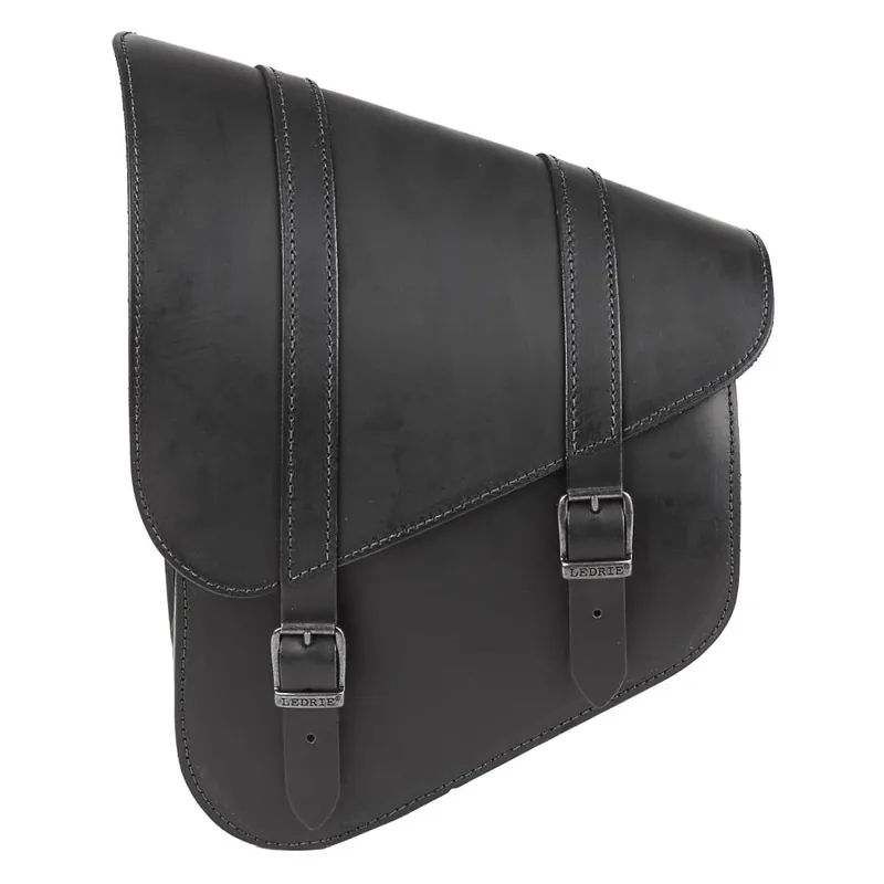 Ledrie Schwingentasche links mit Flaschenhalter 9 Liter Leder schwarz für Harley-Davidson Softail ab 2018 Sonderangebot