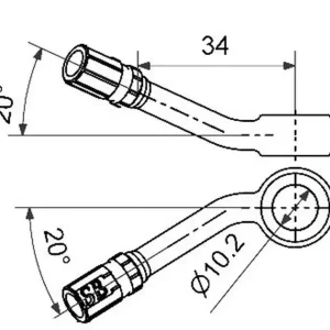Knallerangebot Highway Hawk Öse 20° geknickt und rechts zur Seite gebogen Länge 34mm silber für Bremsleitung oder Kupplungsleitung (1 Stück)