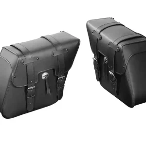 Günstig Highway Hawk Satteltaschen Set (2 Stück)"Colorado" in schwarz aus Echtleder H=34cm L=48cm T=14cm