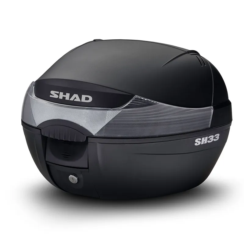Must-Have SHAD Topcase SH33 schwarz mit weißem Reflektor inklusive Trägerplatte D0B33200