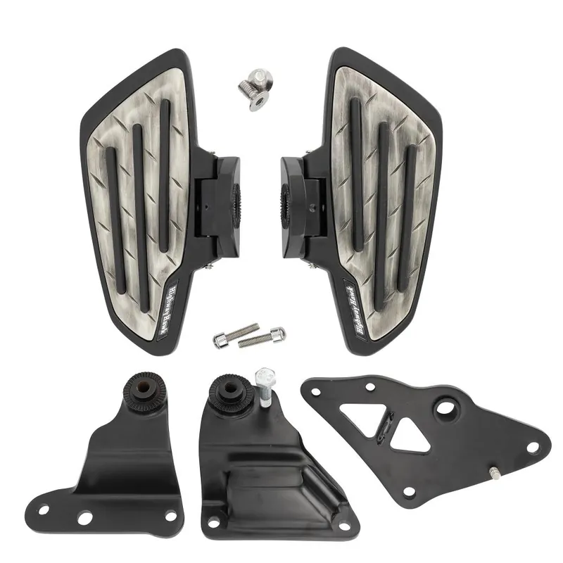 Highway Hawk Trittbretter Fahrer "New Tech Glide Metall" schwarz für Kawasaki VN 900 Custom mit ABE Gratis Versand