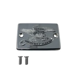 Highway Hawk Bremszylinderdeckel mit Emblem "Live to Ride" für Kawasaki VN 900, Kawasaki VN 1500/1600 MS, Kawasaki VN 1600, Kawasaki VN 2000, Suzuki VZ 1600 Marauder Must-Have