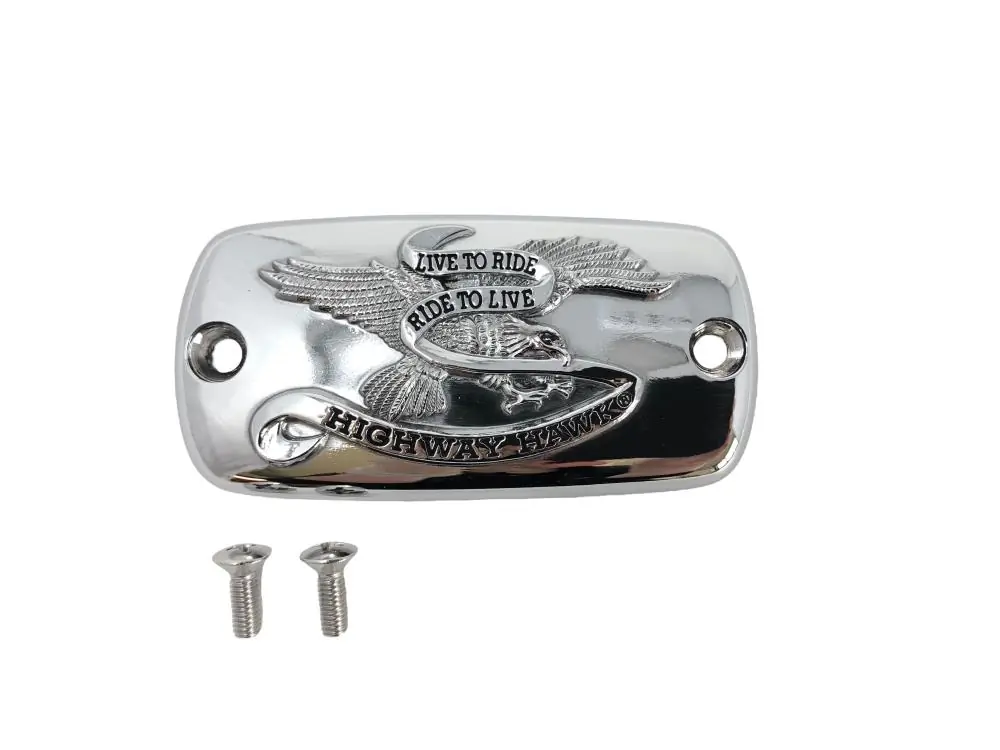 Jetzt Bestellen Highway Hawk Bremszylinderdeckel mit Emblem "Live to Ride" für Honda VT, Honda VF, Honda VTX, Yamaha XV, Yamaha XVZ