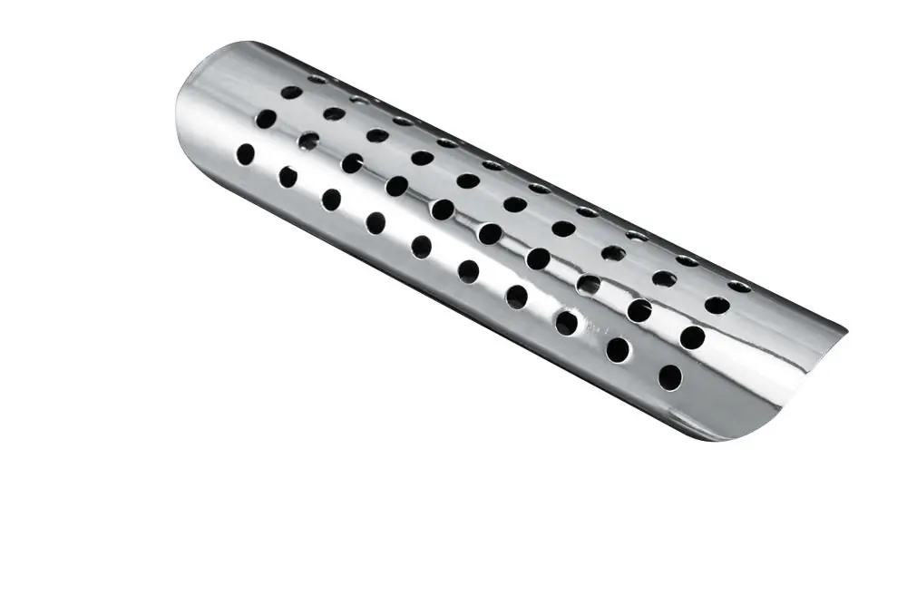 Highway Hawk Hitzeschutz Hitzeschild "Shotgun" Auspuff Krümmer Motorrad d = 60 mm L = 150 mm Chrom (1 Stück) Finale Aktion