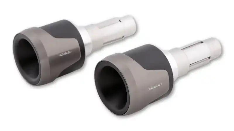 HIGHSIDER AKRON-XL Lenkergewichte, edel designte Lenkerenden, hervorragend in Kombination mit den optisch abgestimmten Lenkergriffen AKRON, schwarz mit Kappe in verschiedenen Farben, Paar. Begrenztes Angebot