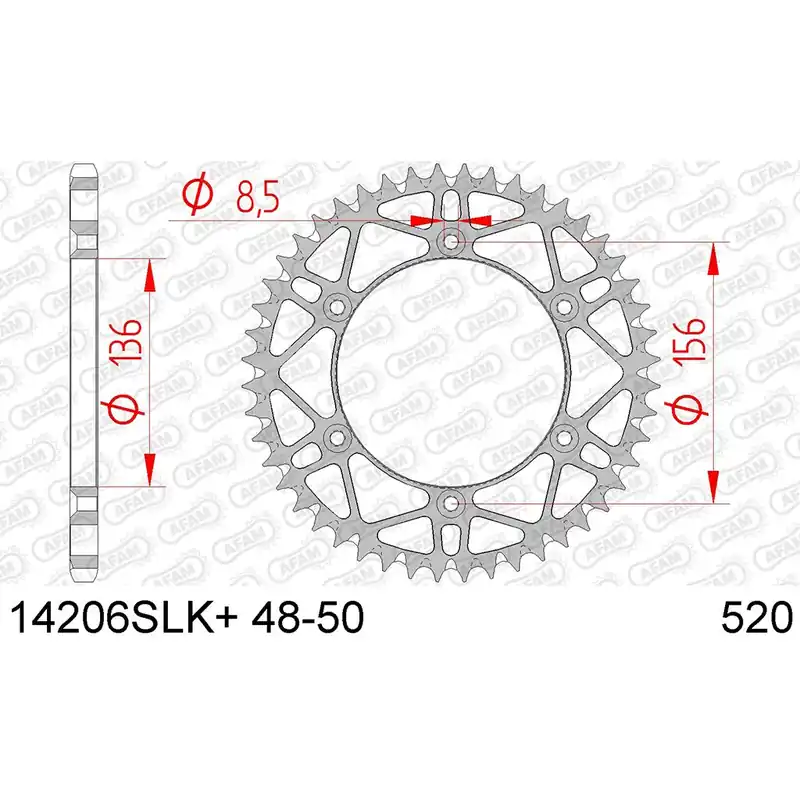Preis Gesenkt AFAM Kettenrad STAHL #520 m. Schlammnuten 48 Zähne 14206SLK+48