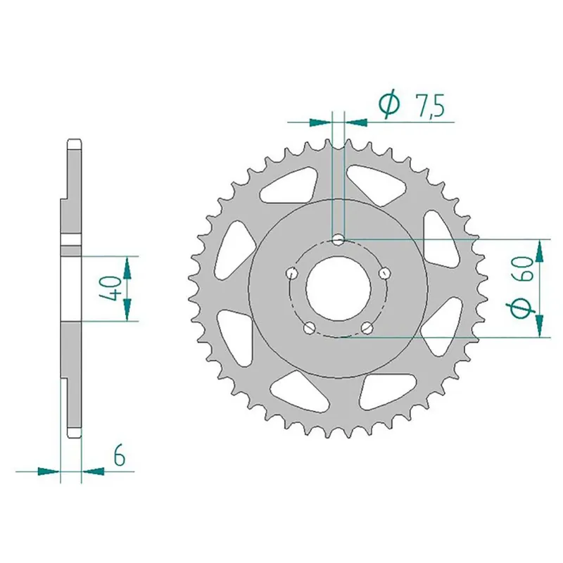 Zertifiziert AFAM Kettenrad ALU #420 44 Zähne 72104-44