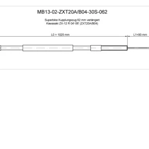 Burchard Excellence Superbike Kupplungszug +6,2cm verlängert schwarz Kawasaki ZX 12 R 04-06 Neu