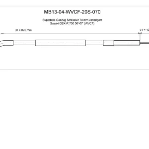 Burchard Excellence Superbike Gaszug B "Schließer" +7,0cm verlängert schwarz Suzuki GSX-R 750 06-07 Wochenendangebot