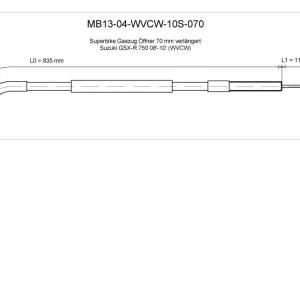 Wochenendangebot Burchard Excellence Superbike Gaszug A "Öffner" +7,0cm verlängert schwarz Suzuki GSX-R 750 08-10