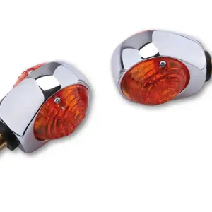 Versand Am Gleichen Tag HIGHSIDER smart Ochsenauge Glühlampen Lenkerendenblinker Gehäuse Chrom / Linse Orange (Paar), Vorn & Hinten