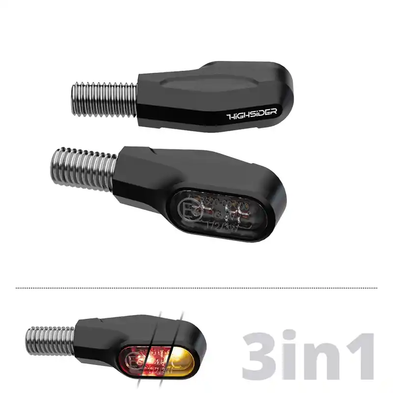 Ausverkauf HIGHSIDER pro Ventura-X LED Rück-, Bremslicht, Blinker Schwarz 3in1, E-geprüft (Paar)
