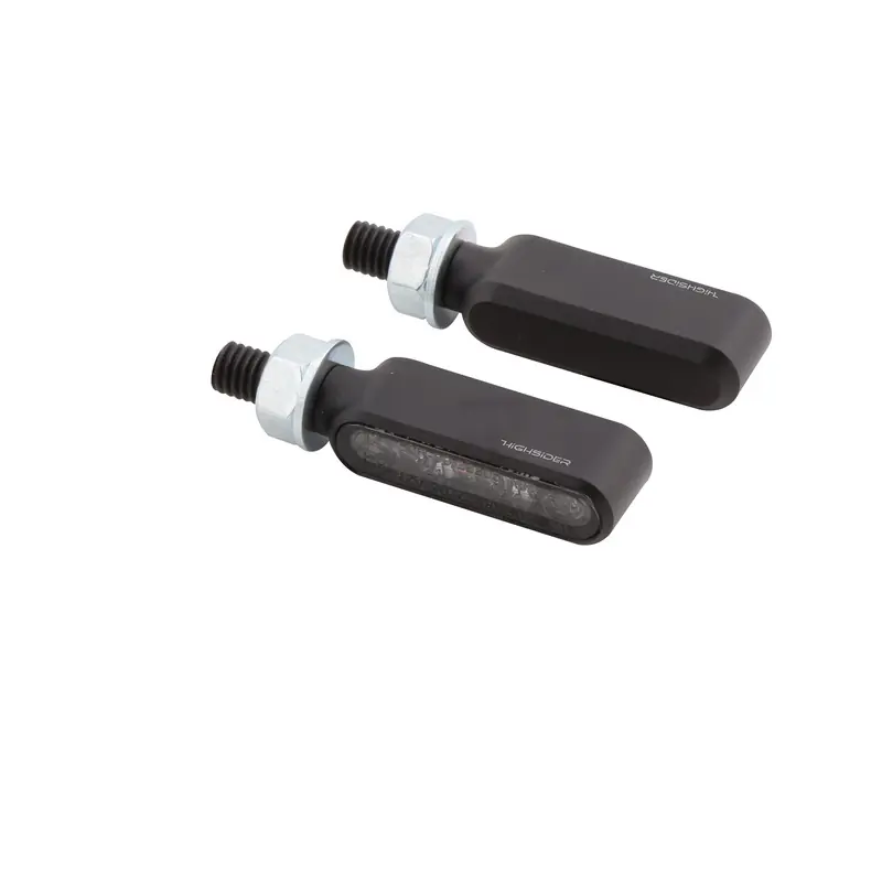 Preisknaller HIGHSIDER pro Bronx-MX LED Blinker Gehäuse Schwarz / Linse Rauchgrau (Paar), Vorn & Hinten