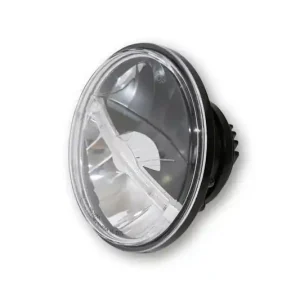 Neu HIGHSIDER LED-Hauptscheinwerfereinsatz JACKSON, rund mit verchromtem Reflektor, 5 3/4 Zoll, Fern-, Abblendlicht und mit Standlicht Leiste (light guide system), E-geprüft.