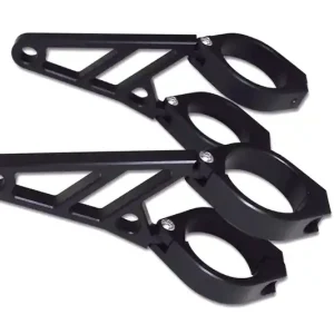 CNC Scheinwerferhalter-Set, kurz, enthält 4 Schellen zur Montage an den Standrohren sowie 2 Lampenhalter und Reduzierstreifen. Echt