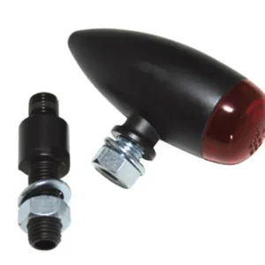 Nur Heute HIGHSIDER LED-Rücklicht MICRO-BULLET, glattes schwarzes Gehäuse, Glas rot, E geprüft