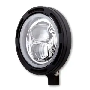 Meistverkauft 5 3/4 Zoll LED Hauptscheinwerfer FRAME-R2 TYP 7 mit Standlichtring, rund, schwarz. Erhältlich mit seitlicher und unterer Befestigung,  E-geprüft.