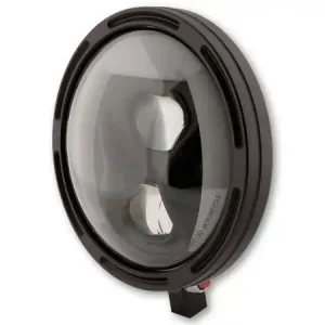 7 Zoll LED Hauptscheinwerfer mit Tagfahr-, Positions- und Kurvenlicht, rund, Reflektor Schwarz, mit getöntem Glas, E-geprüft. Erhältlich mit seitlicher oder unterer Befestigung. Solange Der Vorrat Reicht