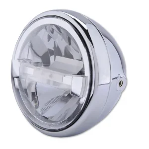 7 Zoll LED-Scheinwerfer RENO TYP 4 mit TFL, Metallgehäuse, klares Glas, rund, seitliche Befestigung, E-geprüft. Versand Am Gleichen Tag