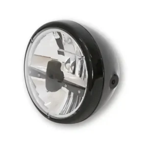 Rabatt HIGHSIDER 7 Zoll LED-Scheinwerfer RENO TYP 3, Metallgehäuse, klares Glas, schwarz, rund, seitliche Befestigung, E-geprüft