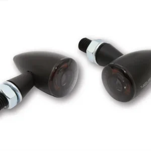 HIGHSIDER APOLLO BULLET LED Blinker, schwarzes Alugehäuse, getöntes Glas, Paar, E-geprüft.1 Set Kostenloser Versand