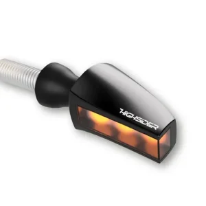 LED Blinker FLIGHT, schwarzes Metallgehäuse, getöntes Glas, E-geprüft, Paar. Sale