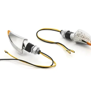 Rabatt Highway Hawk LED Blinker Set "Shark" in Chrom E-Markierung M10 Montage Kurzer Stiel (2 Stk)