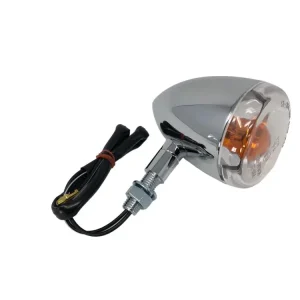 Direktkauf Highway Hawk Blinker "HD-Style" in Chrom E-Markierung 12V21W /Weiße Linse/ Gelbe Glühlampe/ M8 (1 Stck)