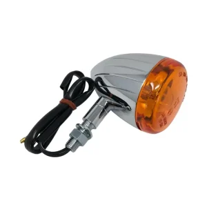 Kracherpreis Highway Hawk Blinker "Tech Glide large grooved" chrom mit E-Mark M10 Gewinde / 12V21W (1 Stck)