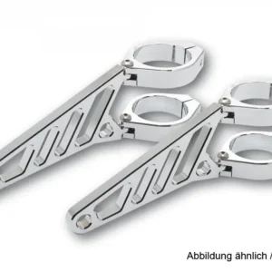 Kostenloser Versand Highsider CNC Alu Lampenhalter Set lang chrom für 35-37mm Durchmesser (1 Set)
