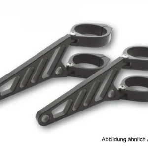 Expressversand Highsider CNC Alu Lampenhalter Set lang schwarz für 49/50/52/54mm Durchmesser (1 Set)