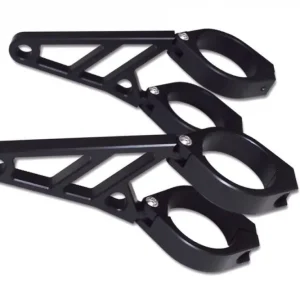 Super-Preis Highway Hawk Highsider CNC Scheinwerferhalter-Set kurz - schwarz für 42-43 mm Durchmesser (1 Set)