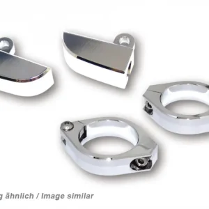 Kostenloser Versand Highsider CNC Alu Blinkerhalter Set chrom für Blinker mit M8 Gewindebolzen / d= 38 mm bis 41 mm (1 Set)