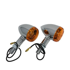 Highway Hawk Blinker Set "Tech Glide small Smooth" in chrom - mit E-Mark/getöntes Glas/ M10 Gewinde/ 12V21W (2 Stück) Versand Am Gleichen Tag