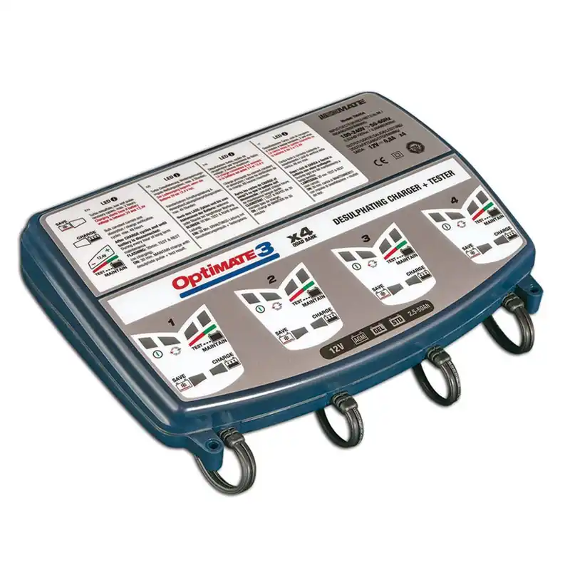 Optimate Batterieladegerät 3 Quadbank 12 Volt 0,8 Amp. 4 Ladeplätze TM454 Preisreduziert