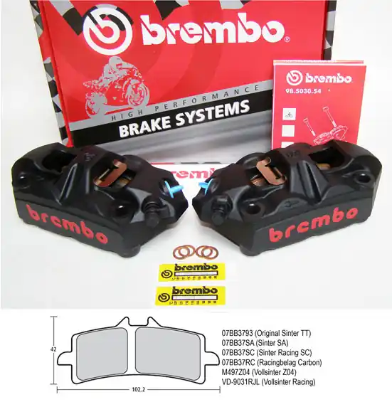 Brembo High Performance - Radial M4 Monoblock Bremszangen | schwarz | 100 mm – Kit Billig
