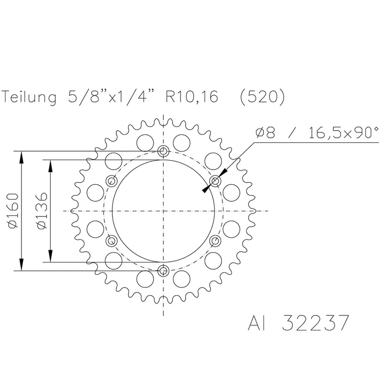 Garantierte Lieferung Esjot Kettenrad ALU #520 48 Zähne 51-32237-48